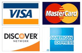 Visa, MasterCard, AMEX, Discover, Del Sol Books